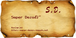 Seper Dezső névjegykártya